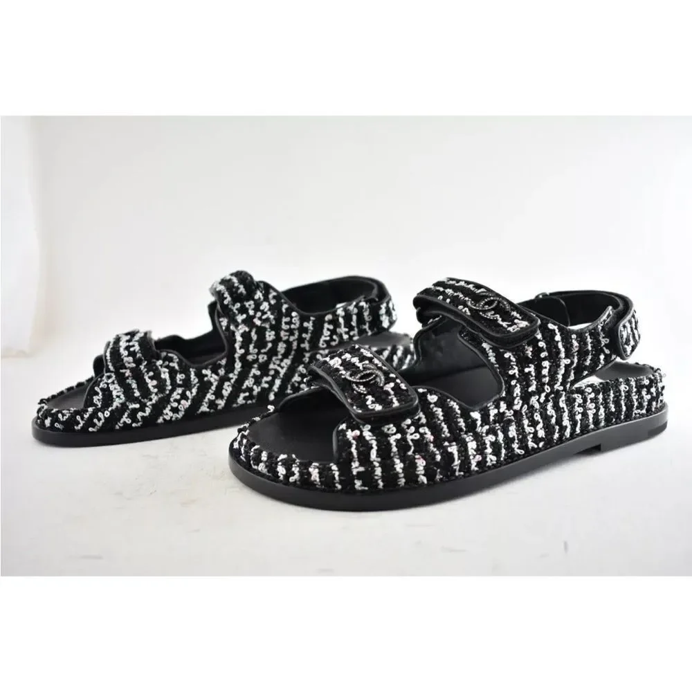 CHANEL CC tweed dad sandals, US 9 - Picture 8 of 15
